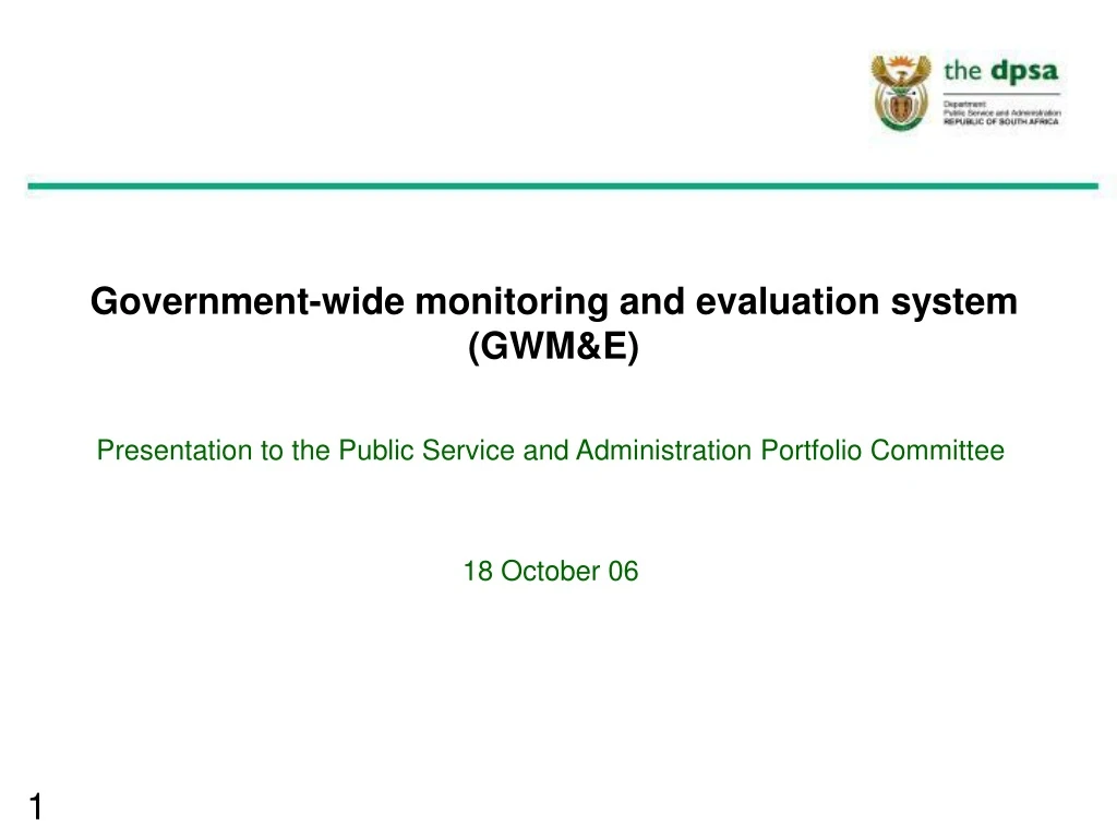 government wide monitoring and evaluation system gwm e