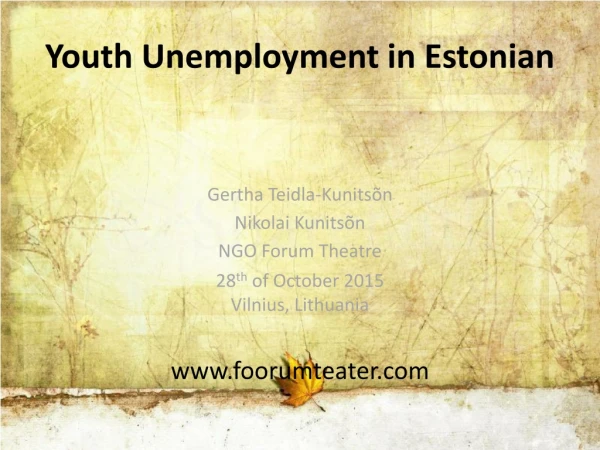 Youth Unemployment in Estonian
