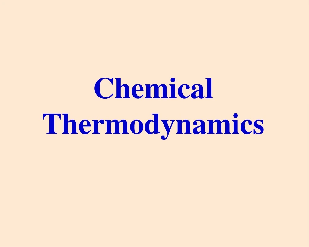 chemical thermodynamics