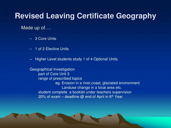 Revised Leaving Certificate Geography