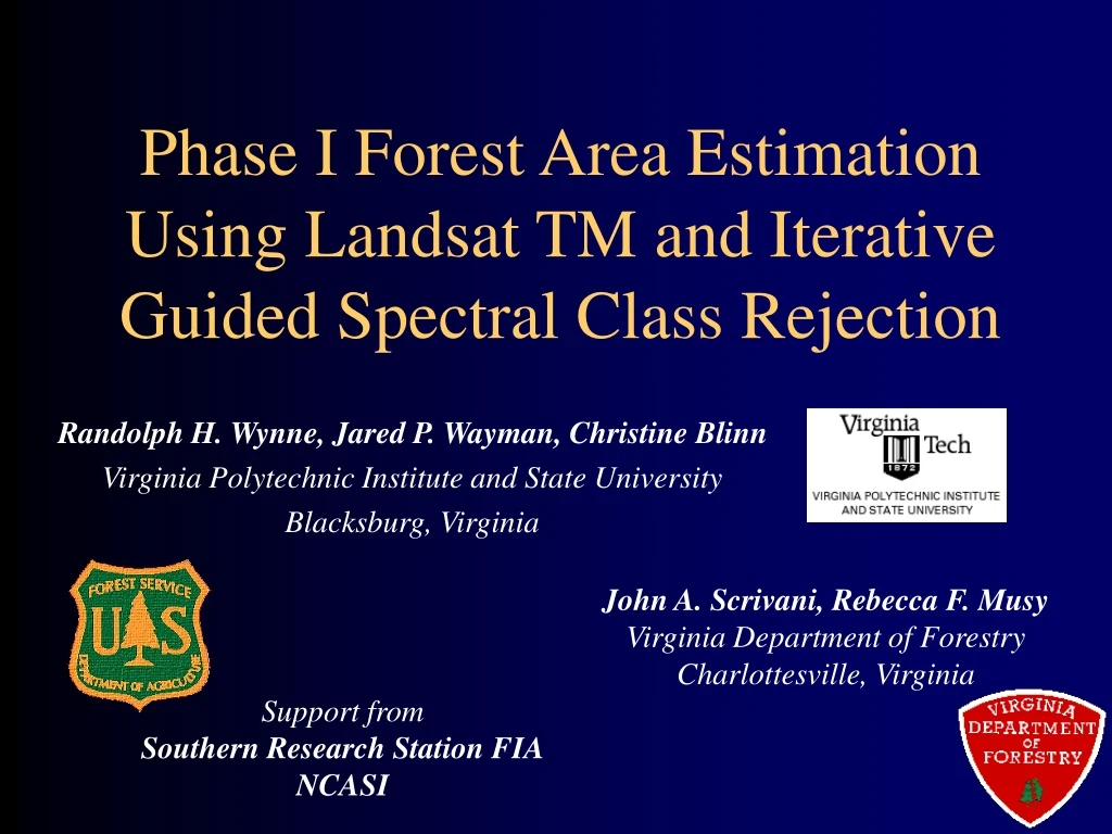 phase i forest area estimation using landsat tm and iterative guided spectral class rejection