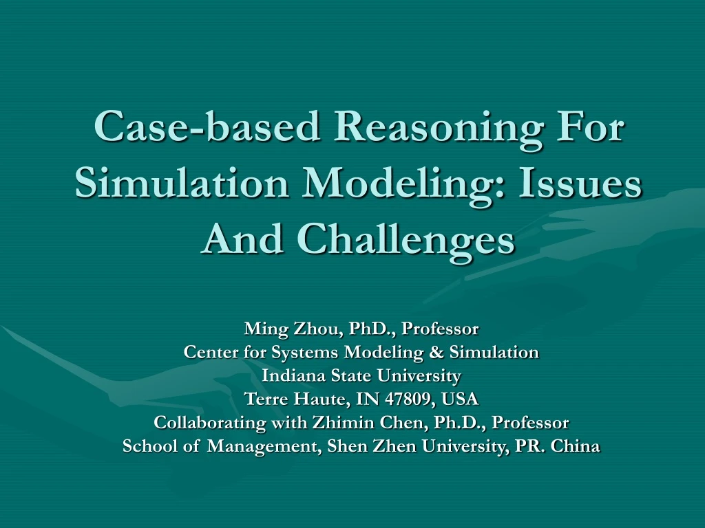 case based reasoning for simulation modeling issues and challenges