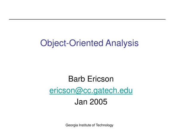 Object-Oriented Analysis