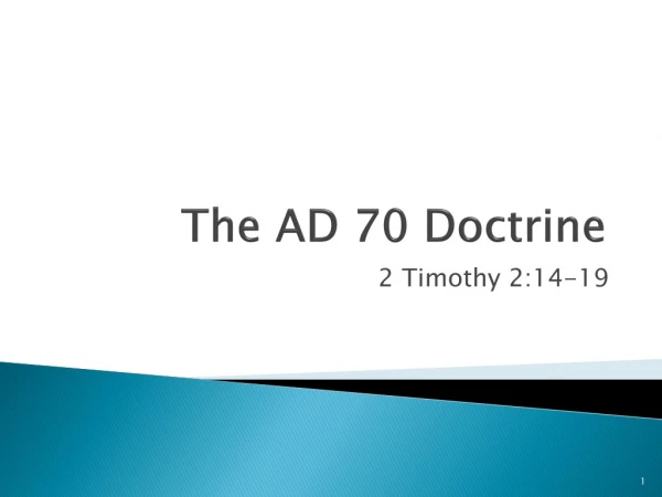 The AD 70 Doctrine