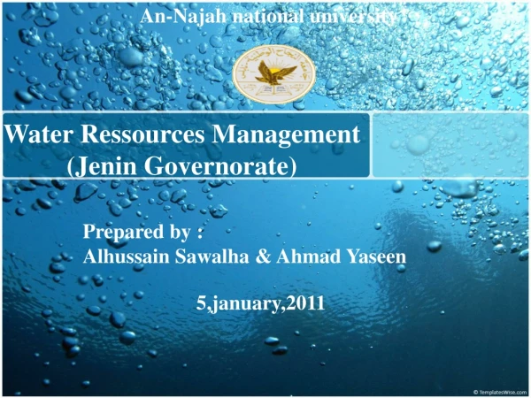 Water Ressources Management  (Jenin Governorate)