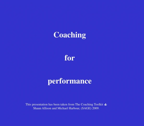 Coaching for performance