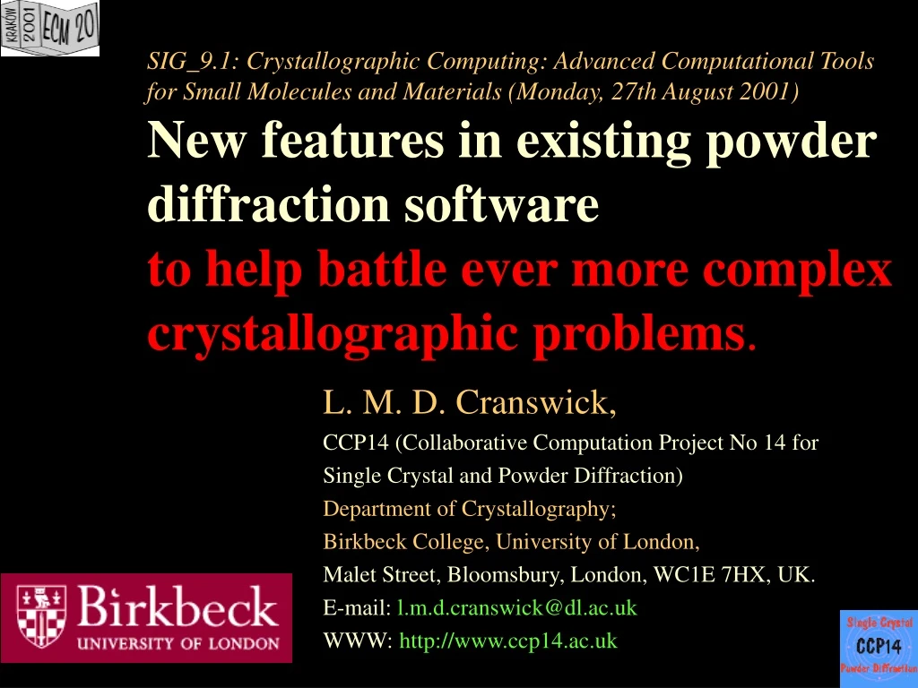 sig 9 1 crystallographic computing advanced