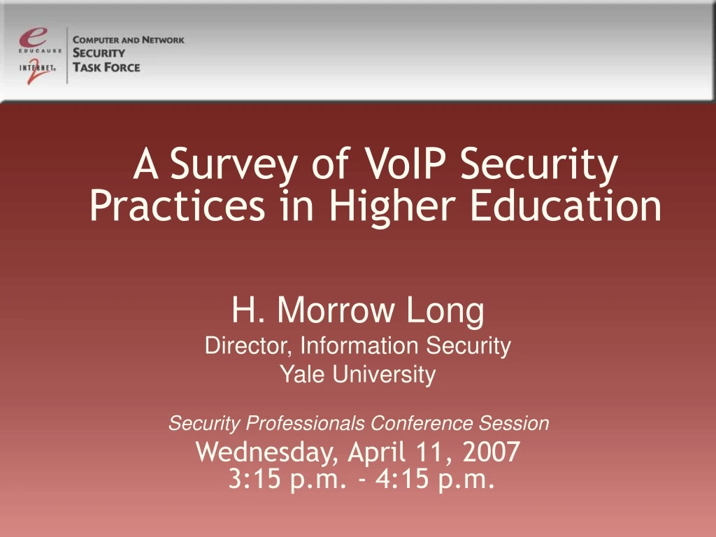 a survey of voip security practices in higher education