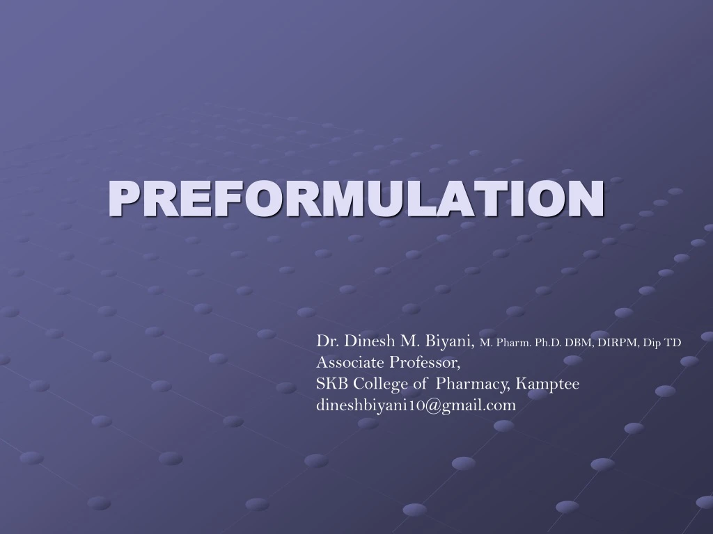 preformulation