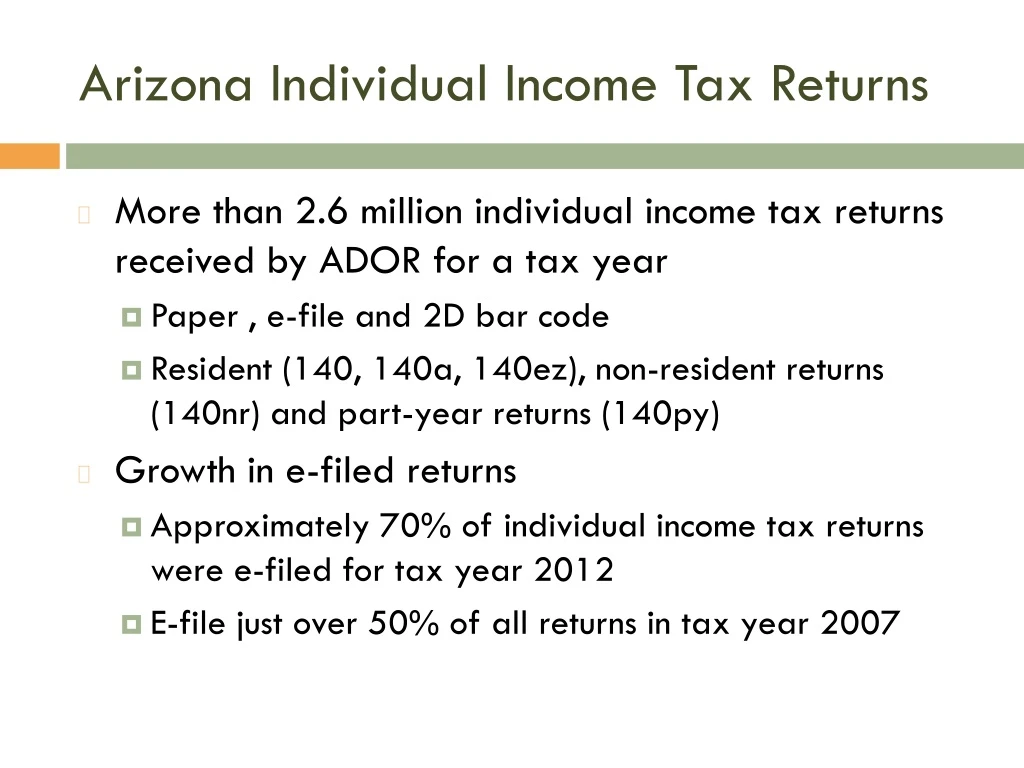 PPT Arizona Individual Tax Returns PowerPoint Presentation