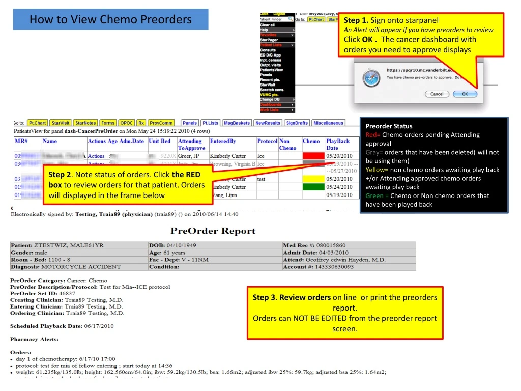 how to view chemo preorders