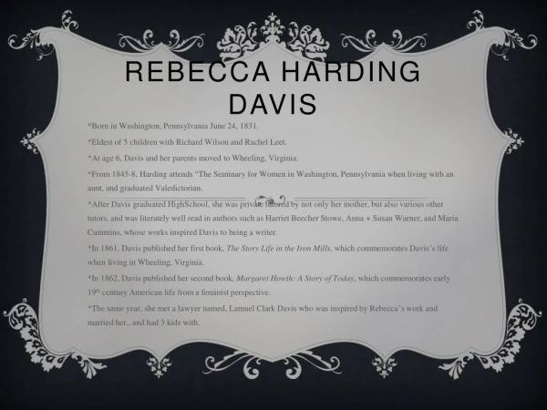 Rebecca  harding  Davis