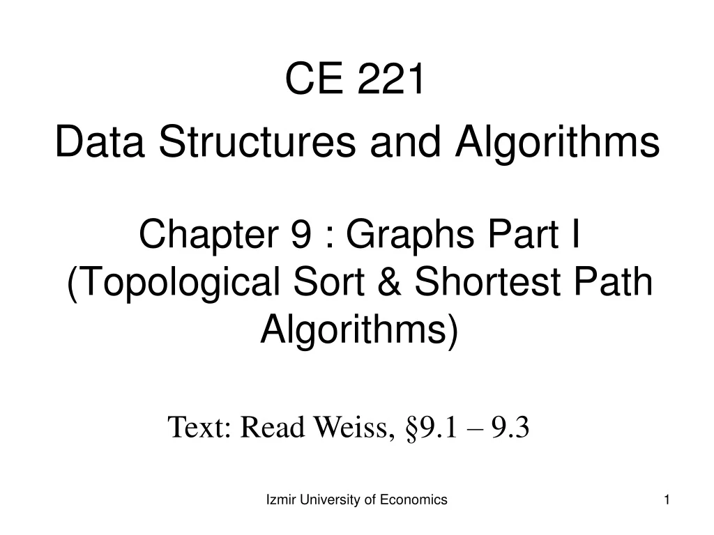 chapter 9 graphs part i topological sort shortest path algorithms