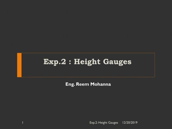 Exp.2 : Height Gauges