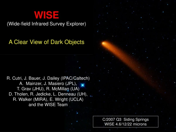 WISE (Wide-field Infrared Survey Explorer) A Clear View of Dark Objects