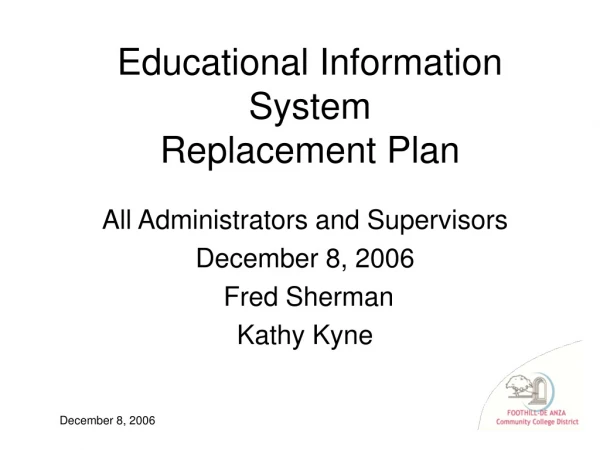 Educational Information System Replacement Plan