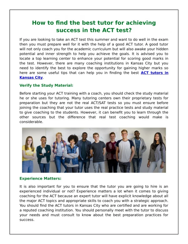 How to find the best tutor for achieving success in the ACT test?