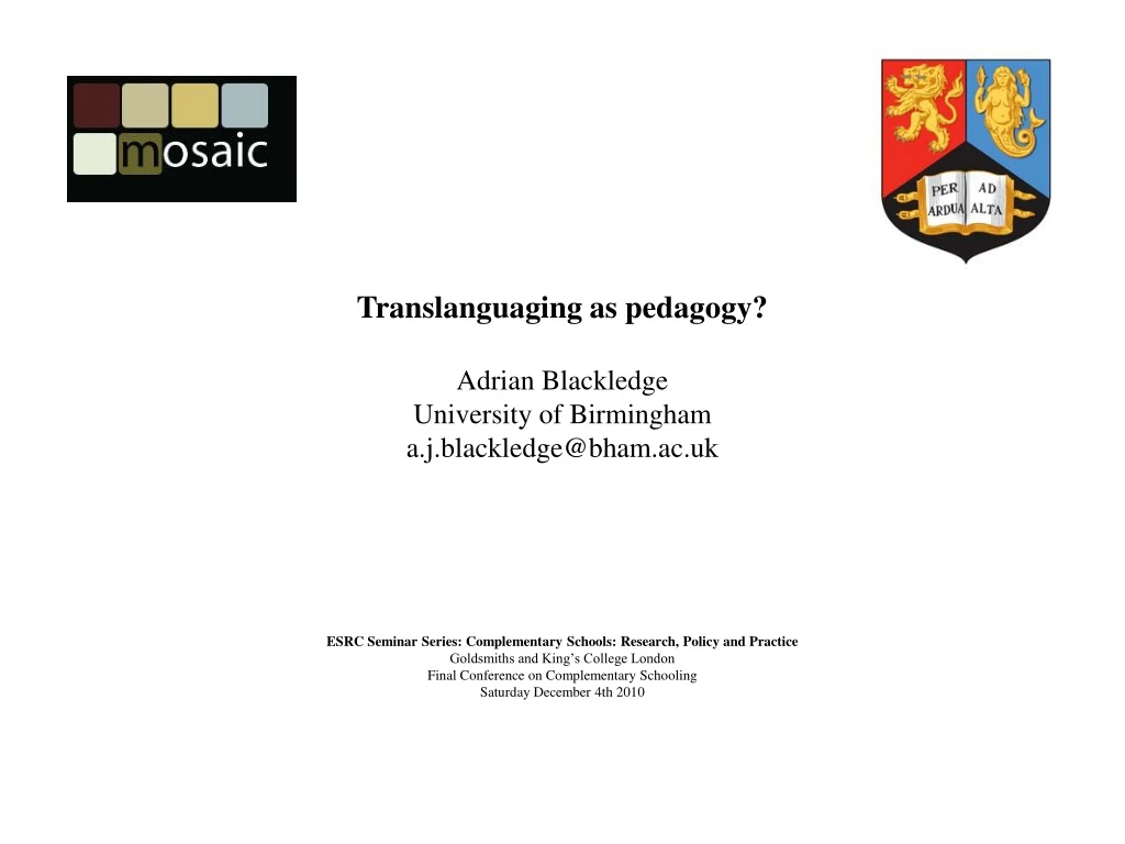 translanguaging as pedagogy adrian blackledge