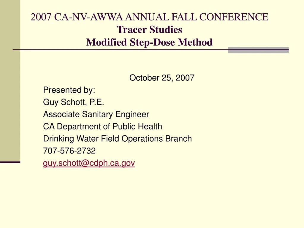 PPT 2007 CANVAWWA ANNUAL FALL CONFERENCE Tracer Studies Modified