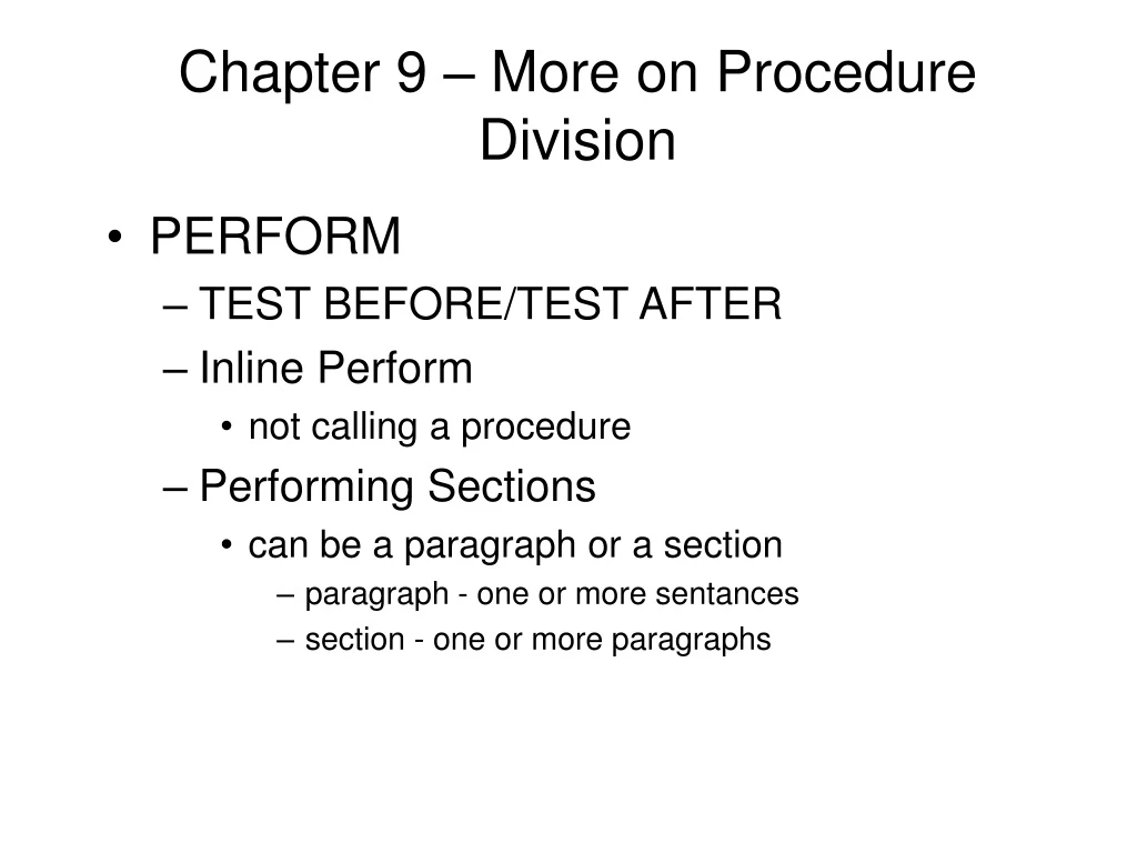chapter 9 more on procedure division