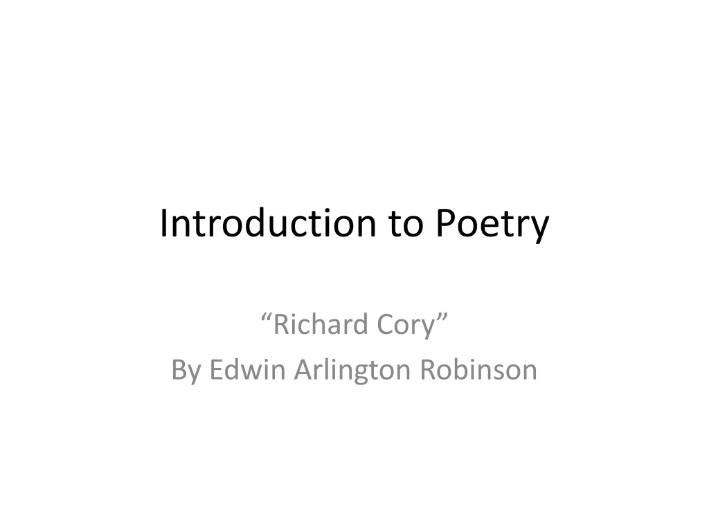 introduction to poetry