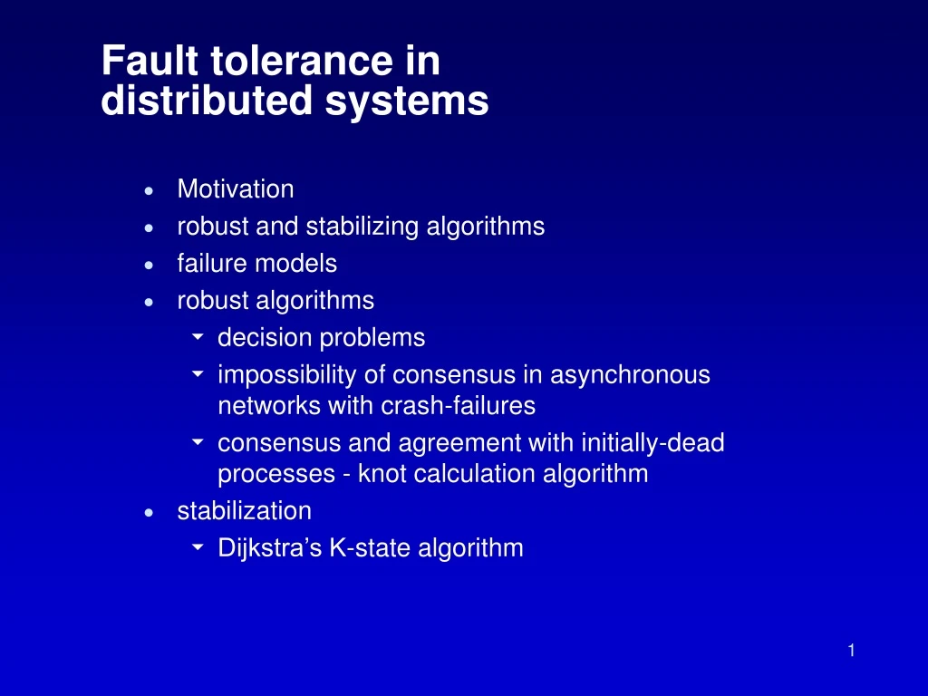 fault tolerance in distributed systems