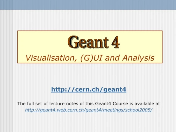 Visualisation, (G)UI and Analysis