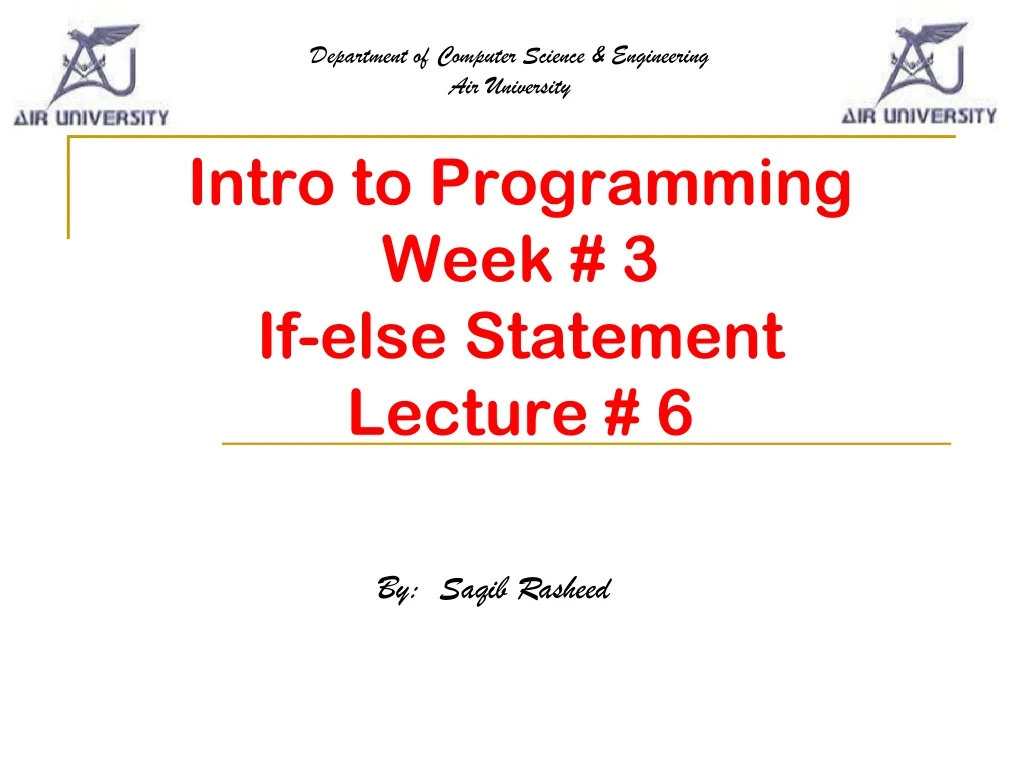 intro to programming week 3 if else statement lecture 6