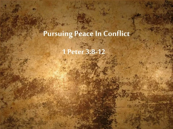 Pursuing Peace In Conflict