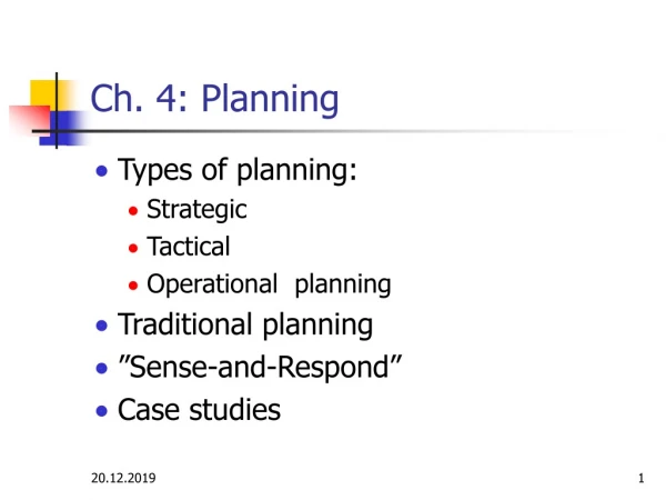 Ch. 4: Planning