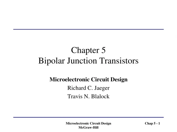 Chapter 5 Bipolar Junction Transistors