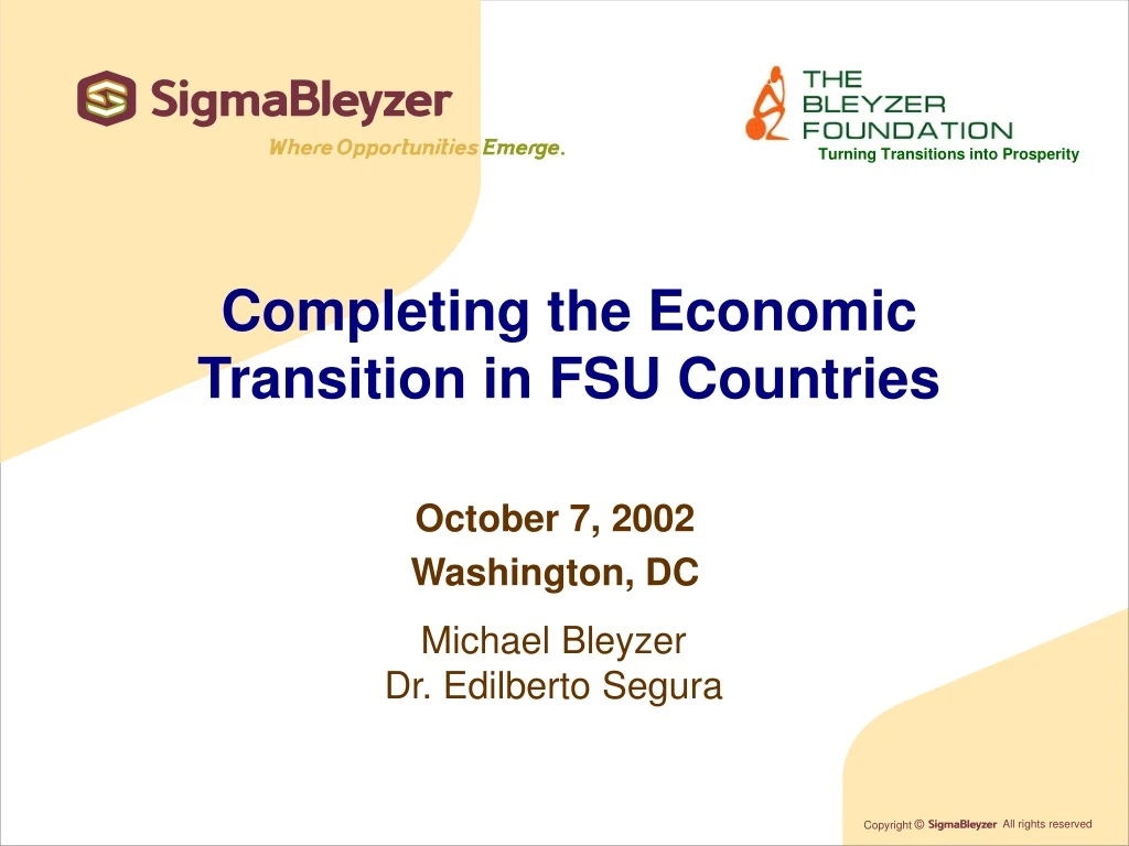 completing the economic transition in fsu countries