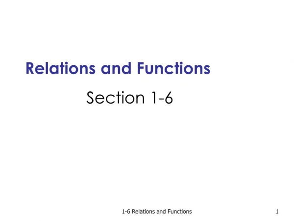 Relations and Functions