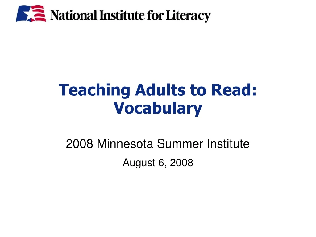 teaching adults to read vocabulary