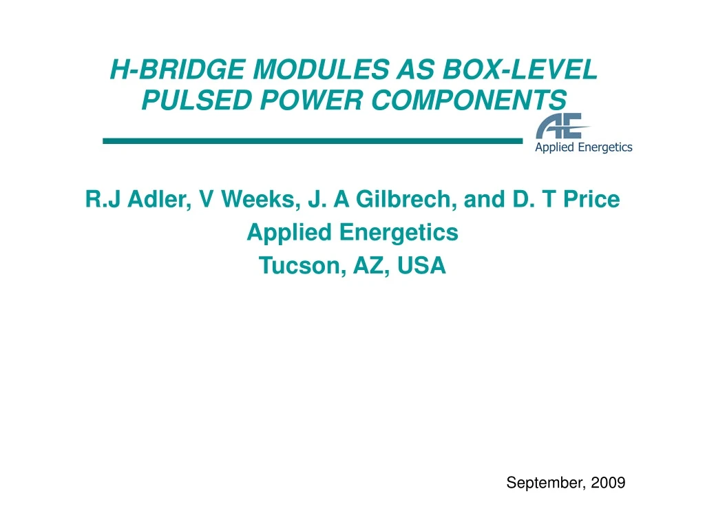h bridge modules as box level pulsed power components