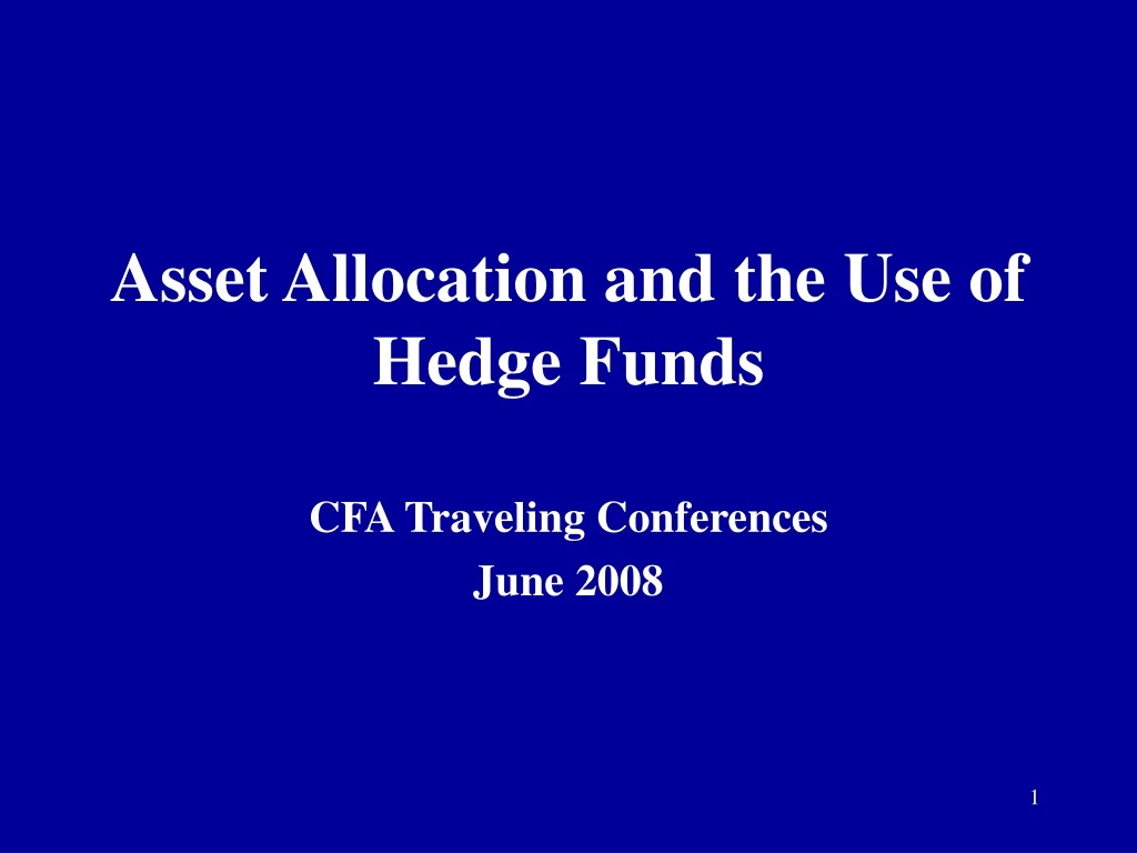 asset allocation and the use of hedge funds