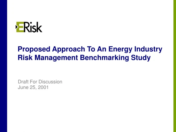 Proposed Approach To An Energy Industry Risk Management Benchmarking Study