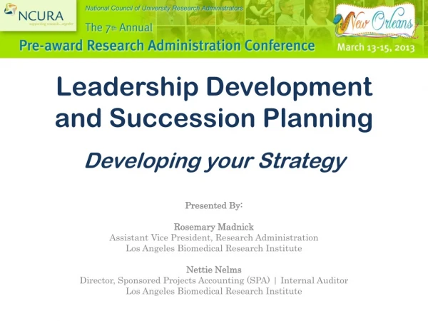 Leadership Development and Succession Planning Developing  your  Strategy