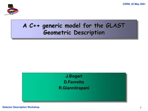 A C++ generic model for the GLAST Geometric Description