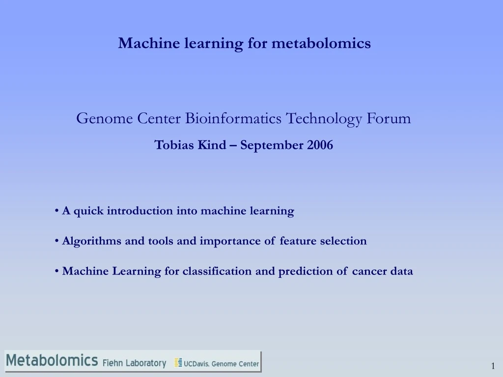 machine learning for metabolomics