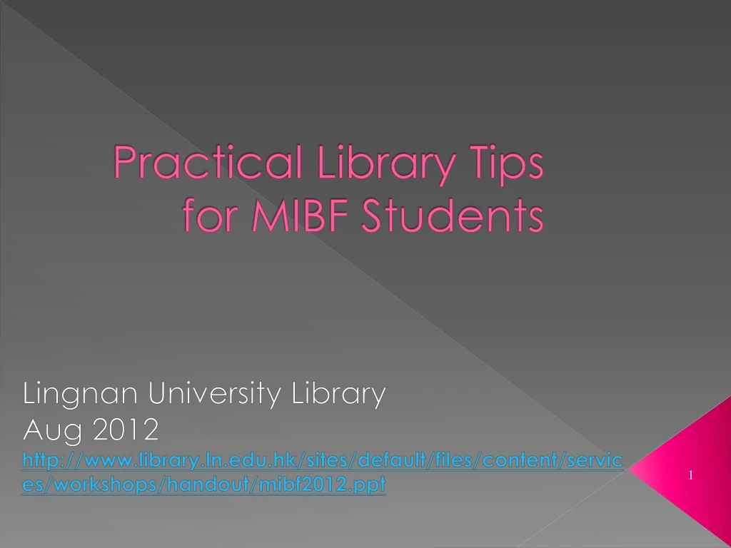 practical library tips for mibf students