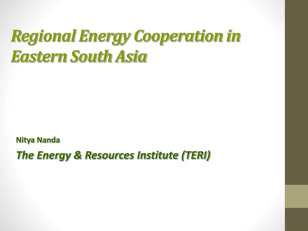 regional energy cooperation in eastern south asia