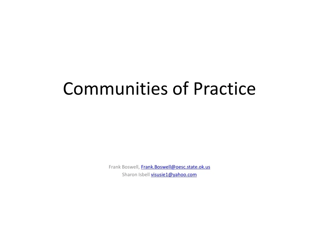 communities of practice