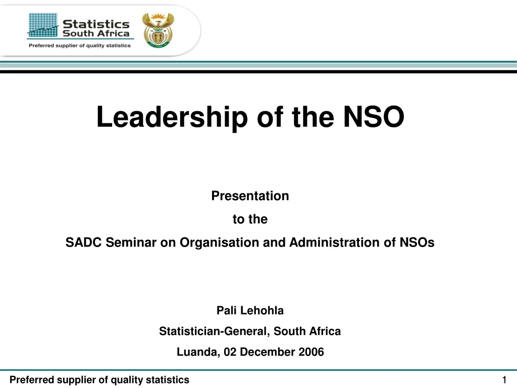leadership of the nso presentation to the sadc
