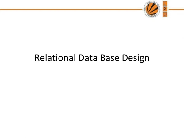 Relational Data Base Design
