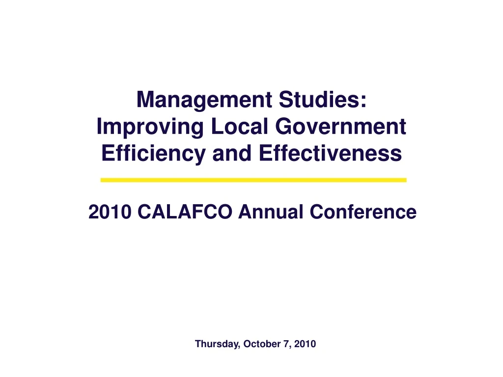 PPT - Management Studies: Improving Local Government Efficiency And ...