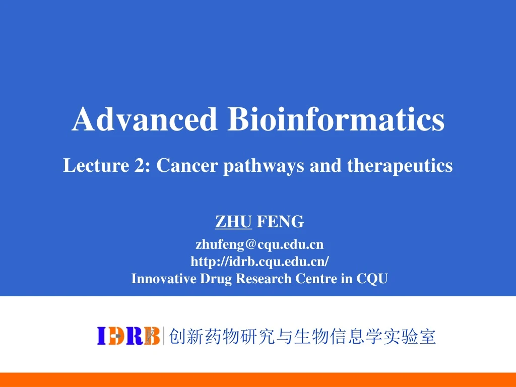 advanced bioinformatics lecture 2 cancer pathways
