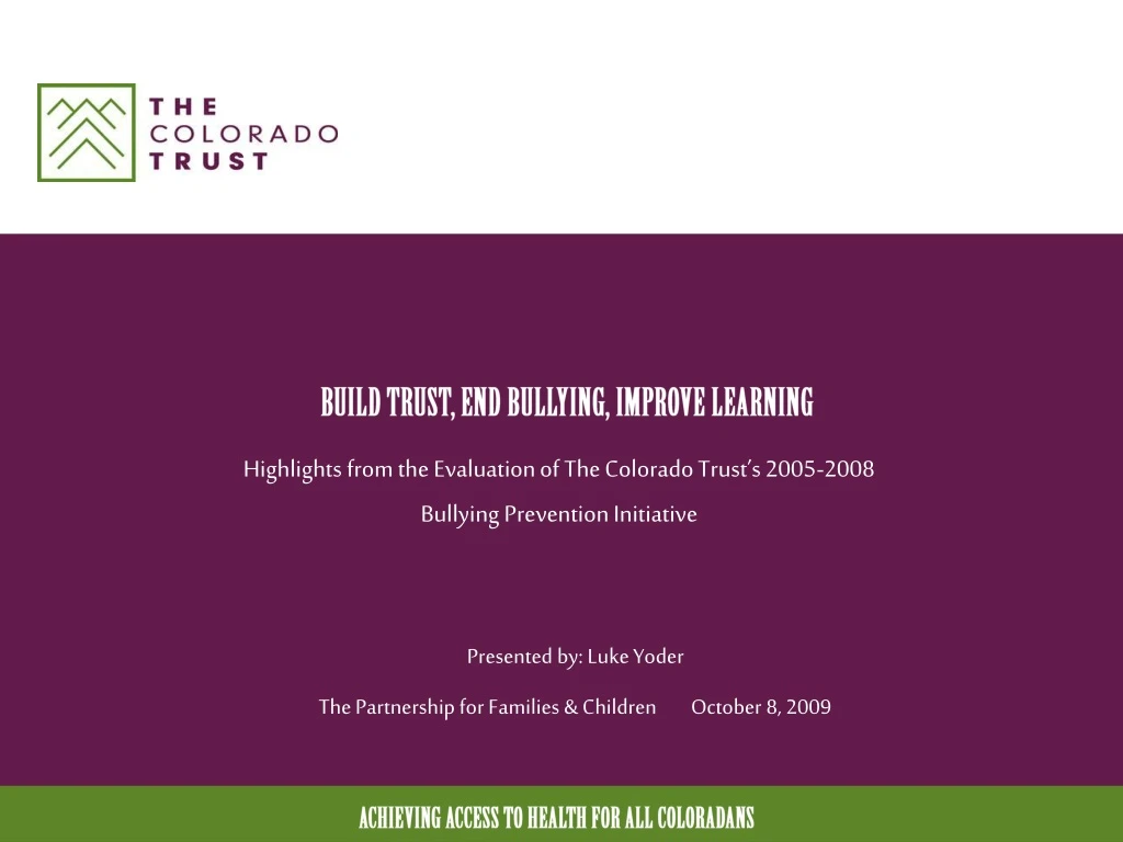 build trust end bullying improve learning