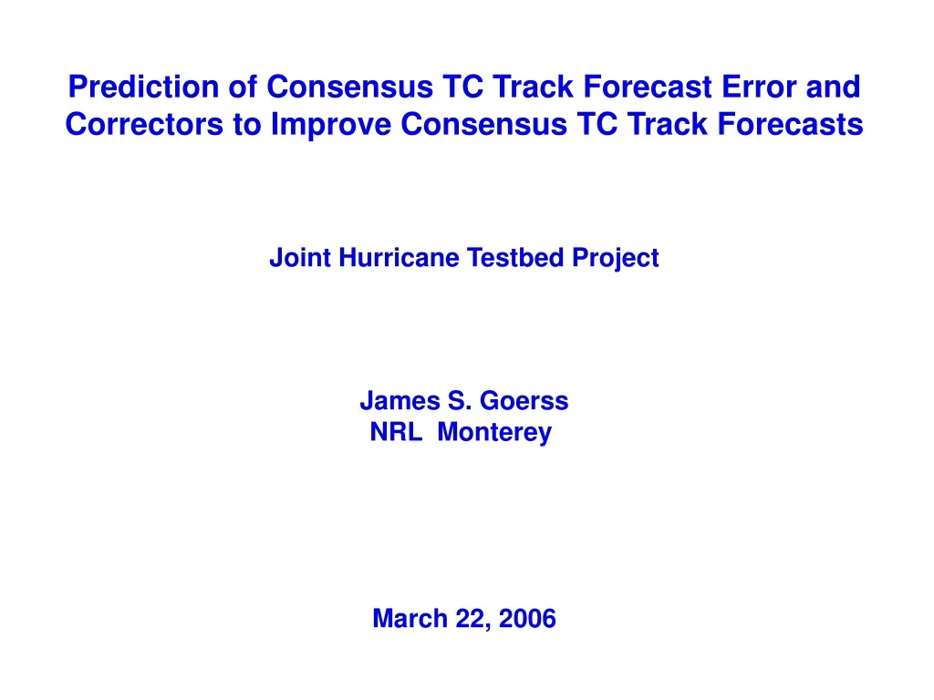 prediction of consensus tc track forecast error
