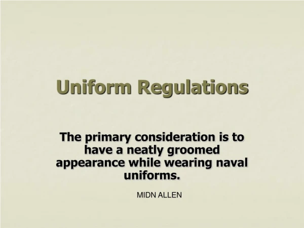 Uniform Regulations